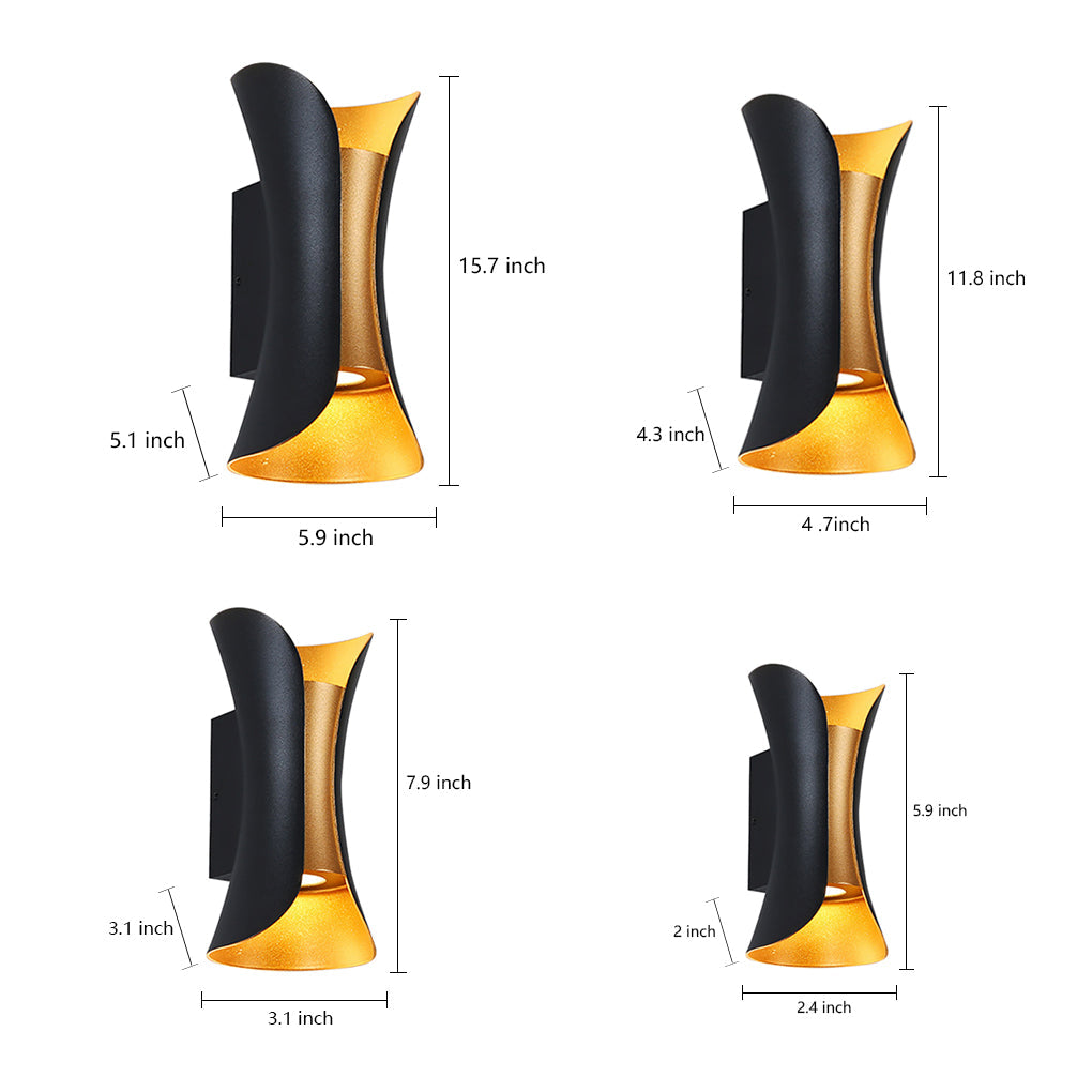 Modern Curved Waterproof LED Up Down Outdoor Wall Light