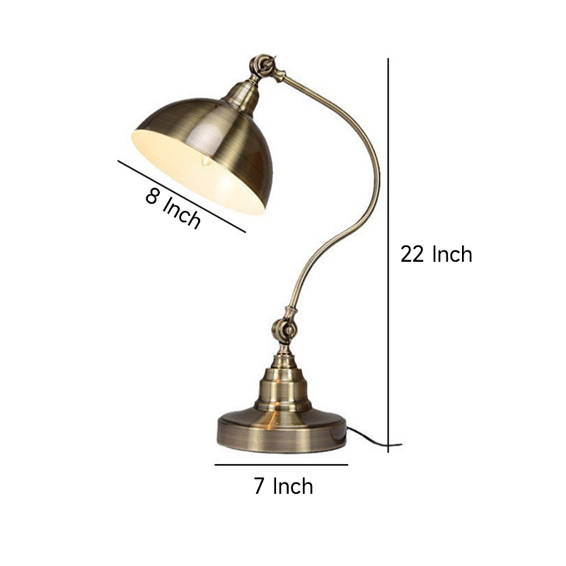 Adjustable Gooseneck Desk Lamp - Bronze Iron Finish - LED Task Light