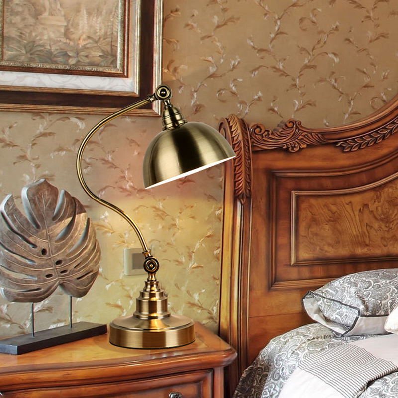 Adjustable Gooseneck Desk Lamp - Bronze Iron Finish - LED Task Light