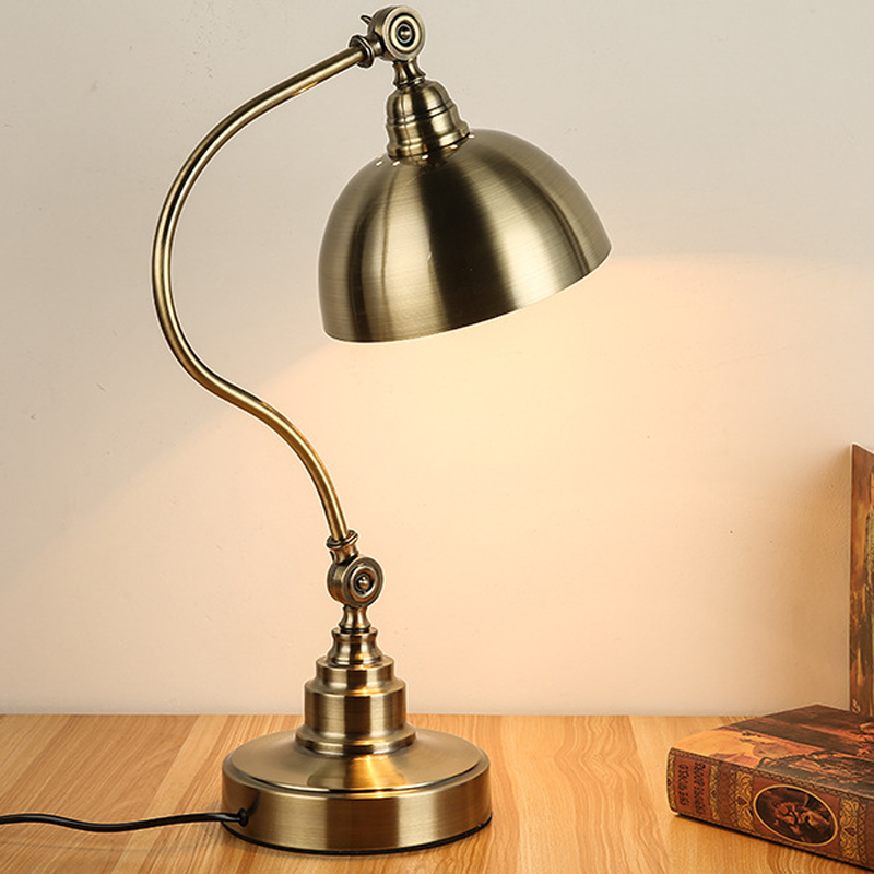 Adjustable Gooseneck Desk Lamp - Bronze Iron Finish - LED Task Light