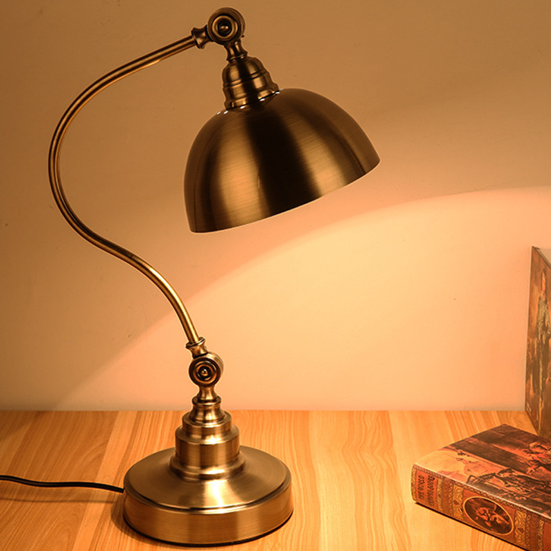 Adjustable Gooseneck Desk Lamp - Bronze Iron Finish - LED Task Light