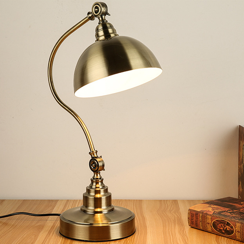 Adjustable Gooseneck Desk Lamp - Bronze Iron Finish - LED Task Light