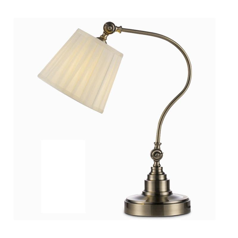 Industrial Arched Metal Desk Lamp with Linen Shade