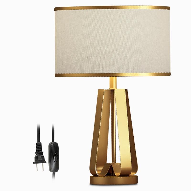 22" Geometric Table Lamp with Brass Frame and Golden Drum Shade