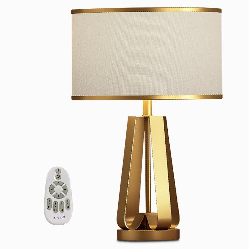 22" Geometric Table Lamp with Brass Frame and Golden Drum Shade