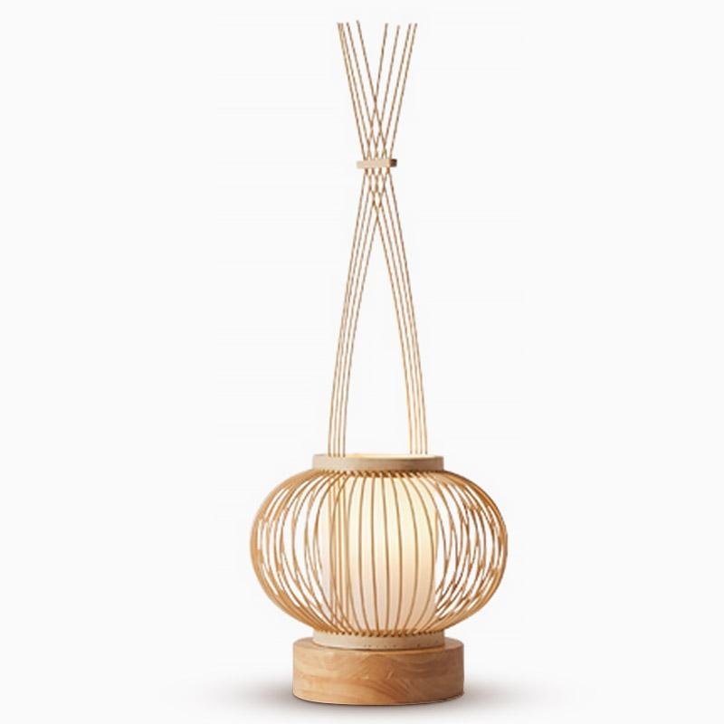 Woven Bamboo LED Table Lamp with USB Port & Portable Handle