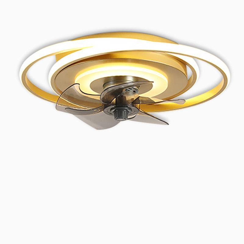 Dual Ring Ceiling Fan with LED Light & Remote - Flush Mount
