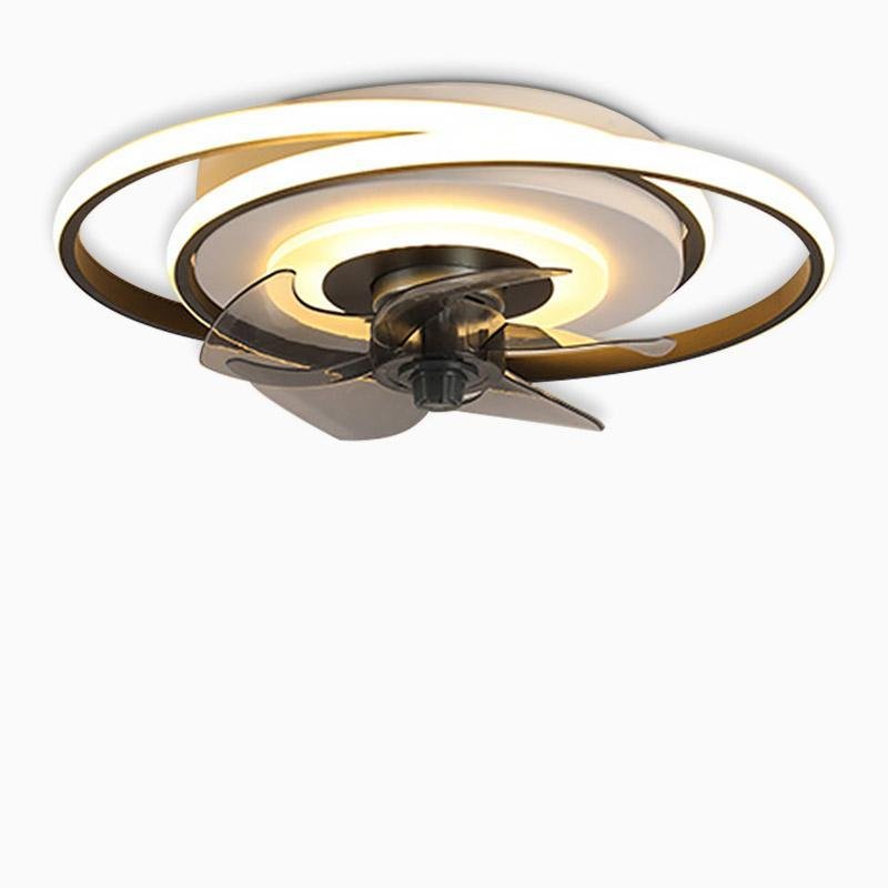 Dual Ring Ceiling Fan with LED Light & Remote - Flush Mount
