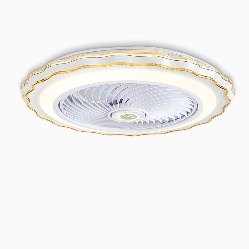 Crown-Shaped Bladeless Ceiling Fan with Light & Remote - Gold White