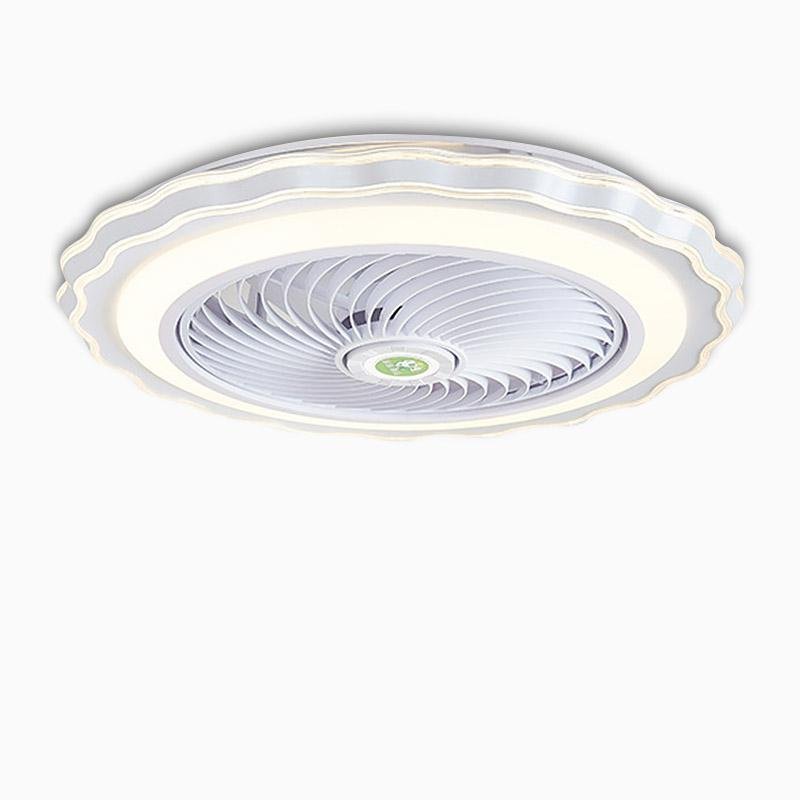 Crown-Shaped Bladeless Ceiling Fan with Light & Remote - Gold White