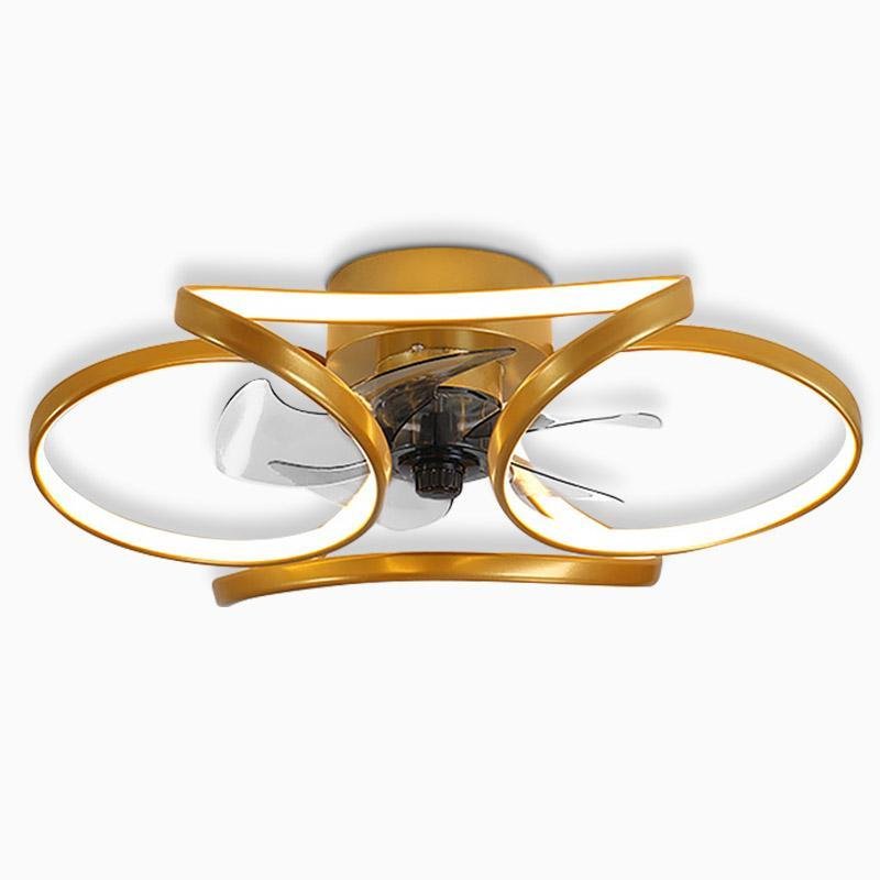 Modern Flush Mount Ceiling Fan with LED Light & Remote Control