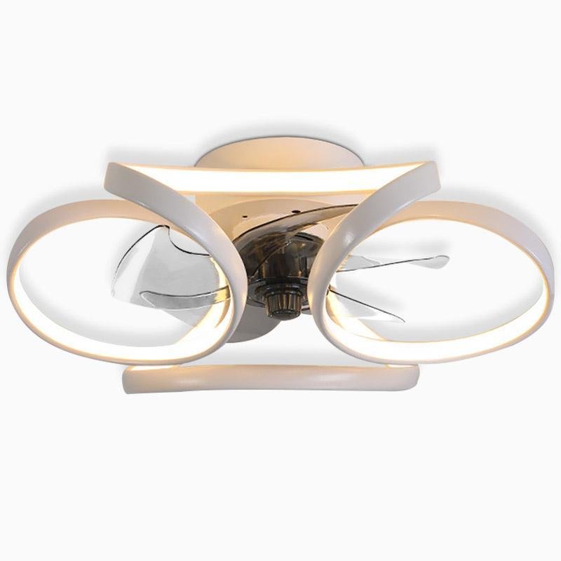 Modern Flush Mount Ceiling Fan with LED Light & Remote Control