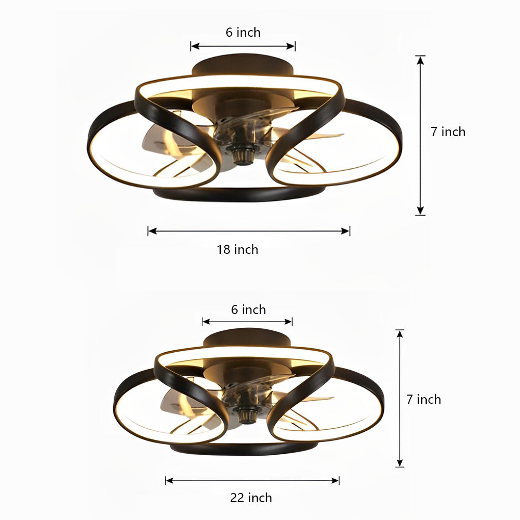 Modern Flush Mount Ceiling Fan with LED Light & Remote Control