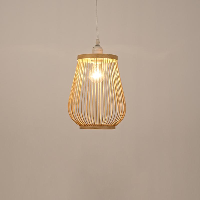 Rustic Bamboo Cage Pendant Light - Farmhouse Hanging Fixture