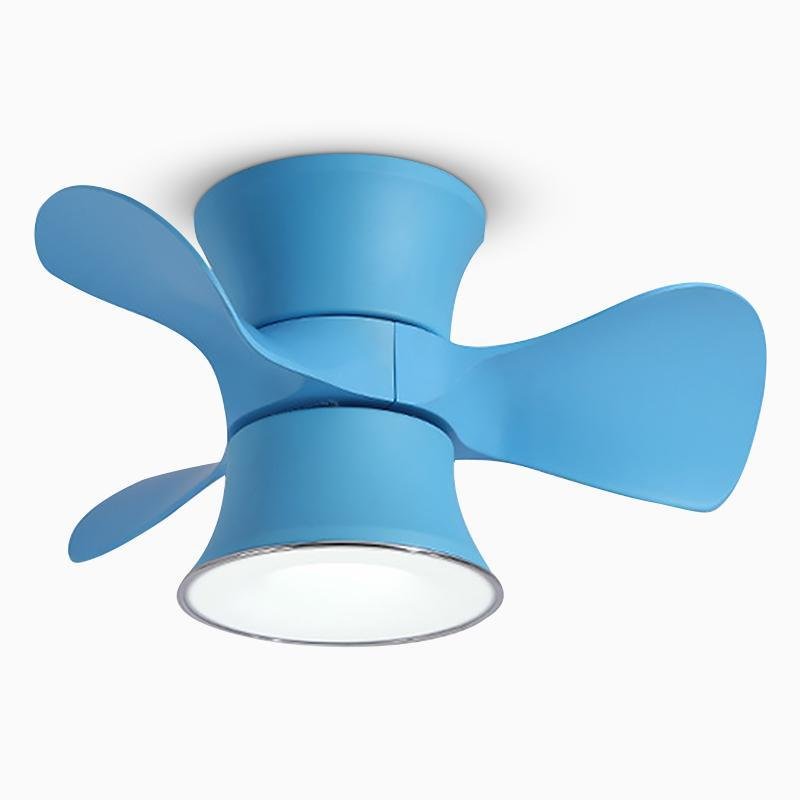 3-Blade Flush Mount Ceiling Fan with LED Light - Modern Kids Room