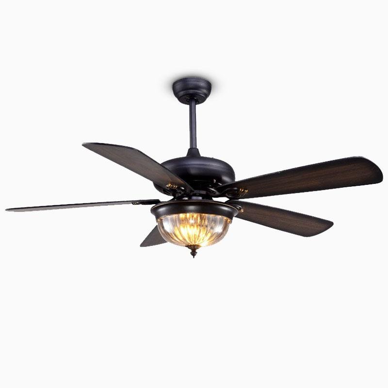 42-Inch Wooden Ceiling Fan with Glass Shade Light and Remote Control