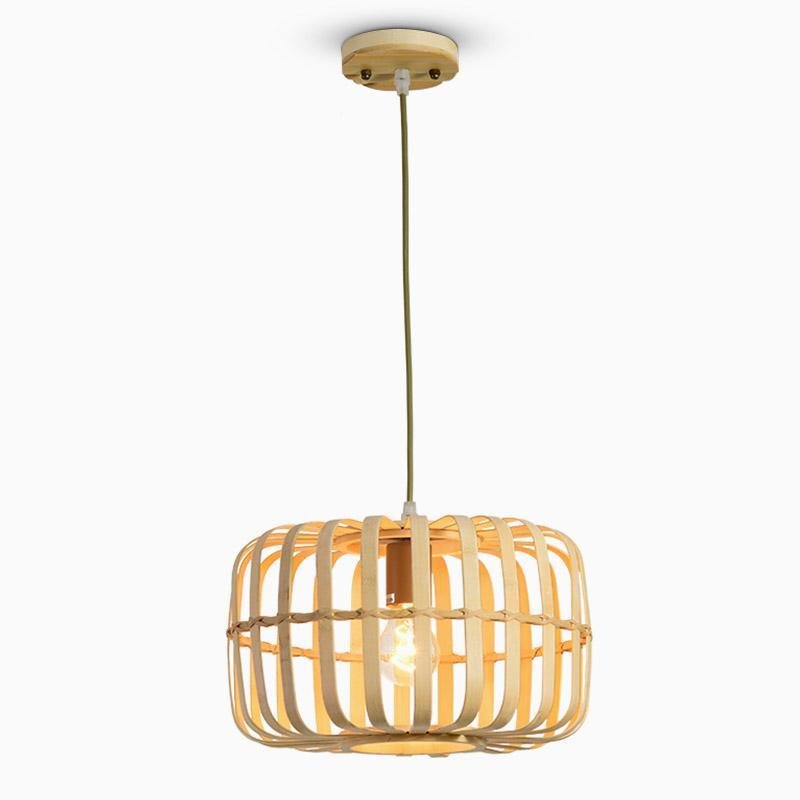 Farmhouse Bamboo Bird Cage Pendant Light - Rustic Ceiling Fixture