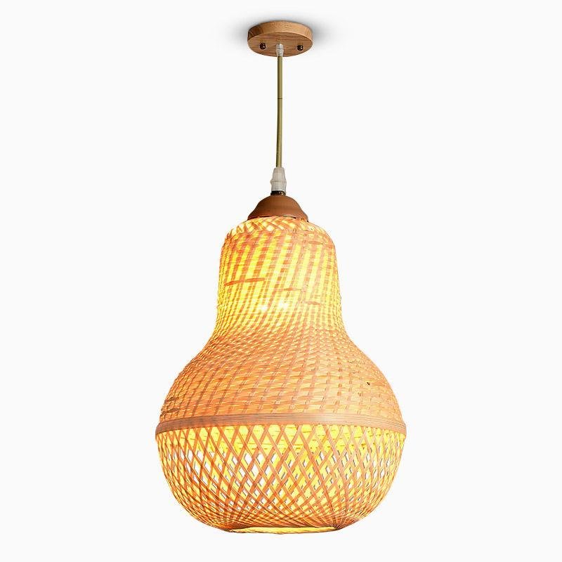 Peach-Inspired Bamboo Pendant Light – Rustic Farmhouse Ceiling