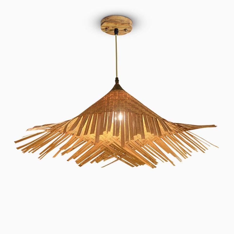 Bamboo Woven Pendant Light – Farmhouse Rustic Ceiling Lamp