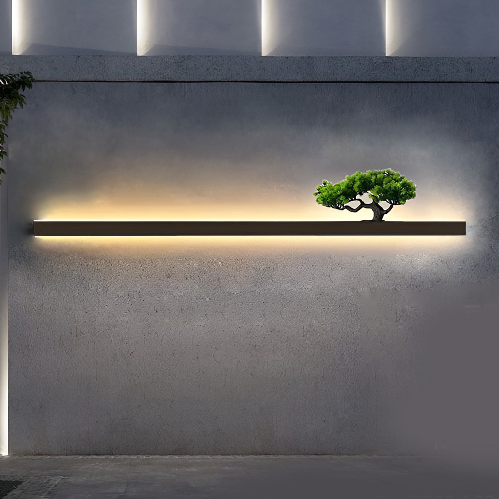 Waterproof Strip Outdoor Wall Light with Botanical Accent