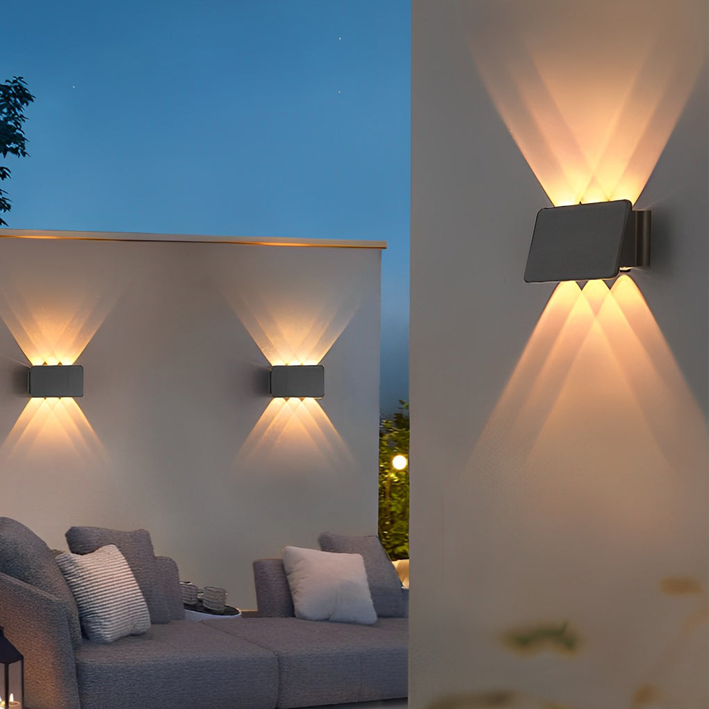 Modern Solar LED Up Down Wall Light Waterproof Outdoor Sconce