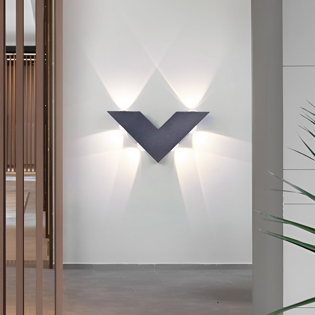 V-Shaped LED Outdoor Wall Light – Black Aluminum Waterproof