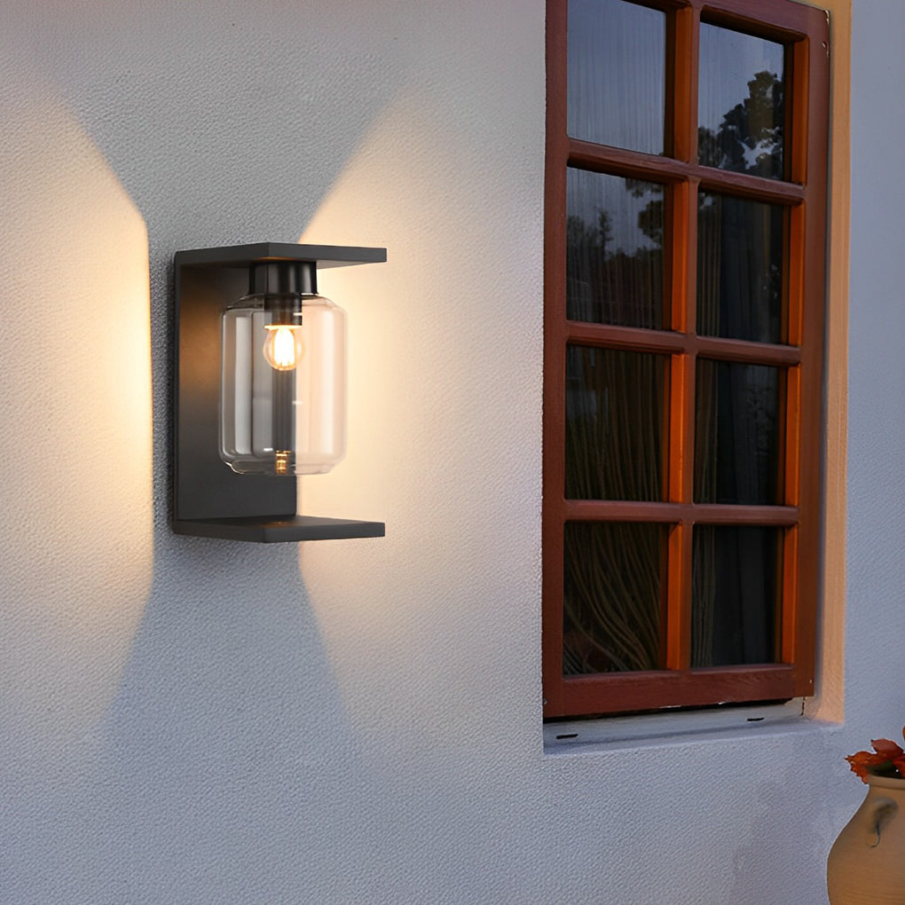 Modern Black Glass Solar LED Outdoor Wall Light with Remote