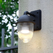 Glass Ball Outdoor Wall Lamp - Matte Black Industrial Sconce