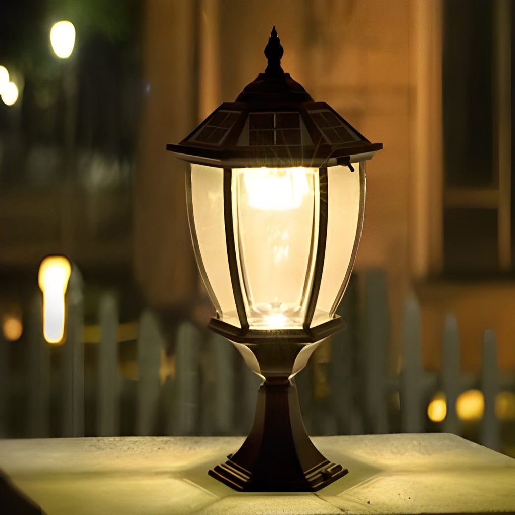 Modern Black Solar Outdoor Post Light with Remote Control