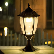 Modern Black Solar Outdoor Post Light with Remote Control