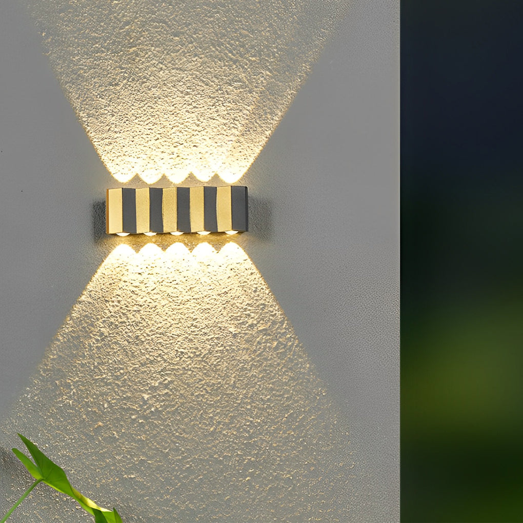 Modern Aluminum LED Outdoor Up Down Wall Light Black Gold Finish