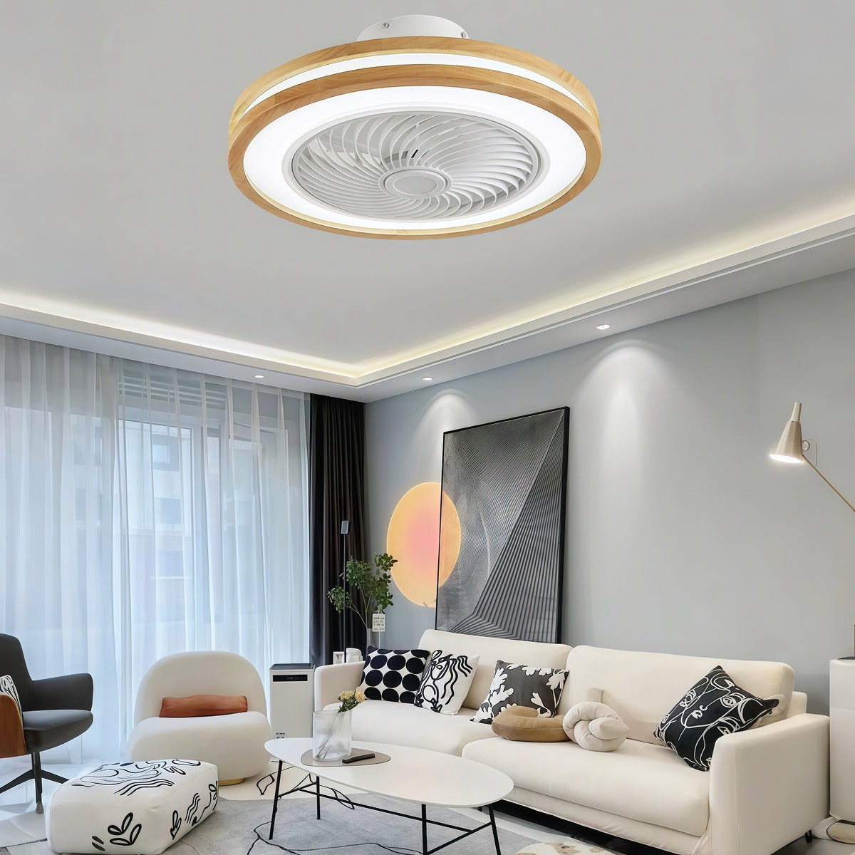 Modern Bladeless Ceiling Fan with Light & Remote Control