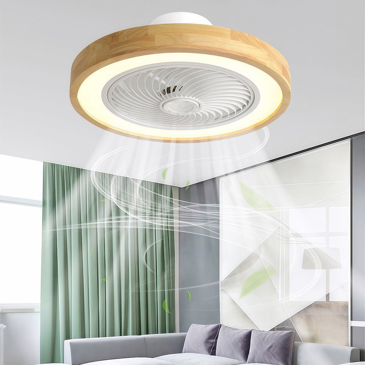Modern Bladeless Ceiling Fan with Light & Remote Control