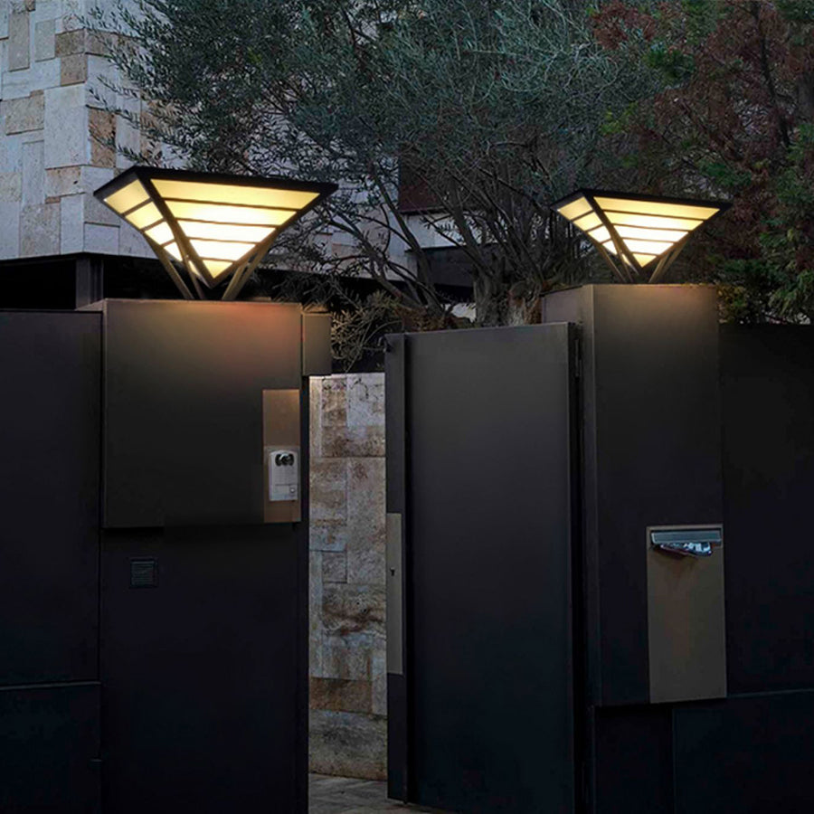 Geometric Aluminum Waterproof LED Outdoor Post Light - Modern Black