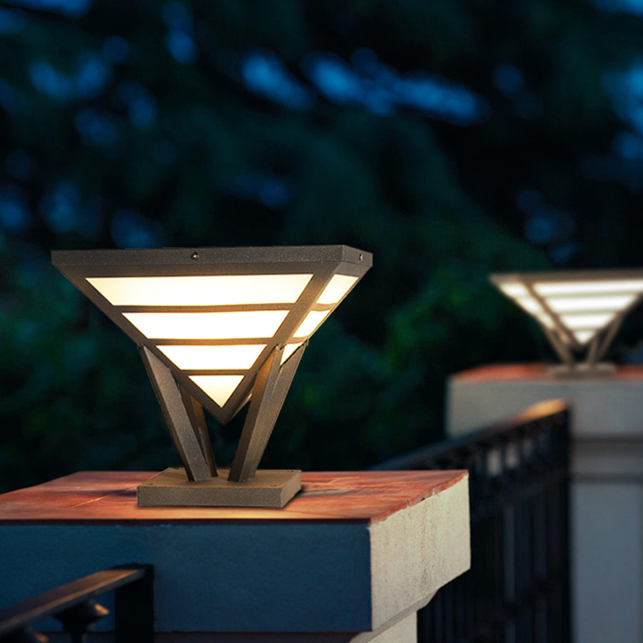Geometric Aluminum Waterproof LED Outdoor Post Light - Modern Black