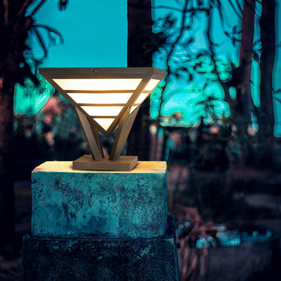 Geometric Aluminum Waterproof LED Outdoor Post Light - Modern Black