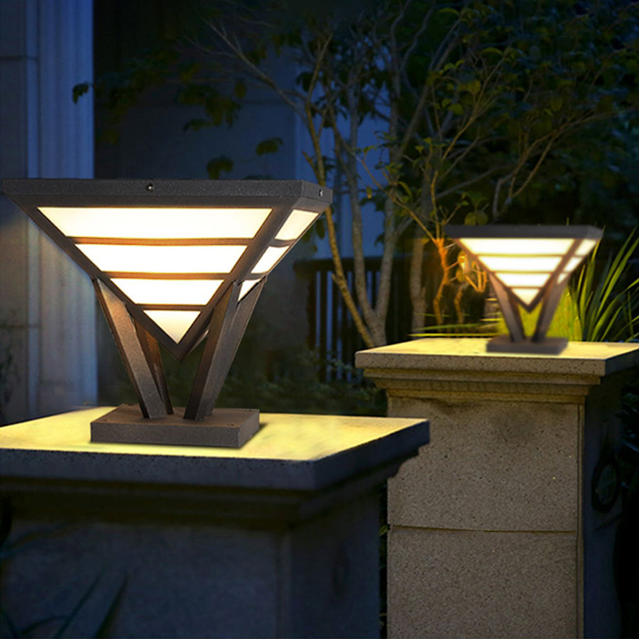 Geometric Aluminum Waterproof LED Outdoor Post Light - Modern Black