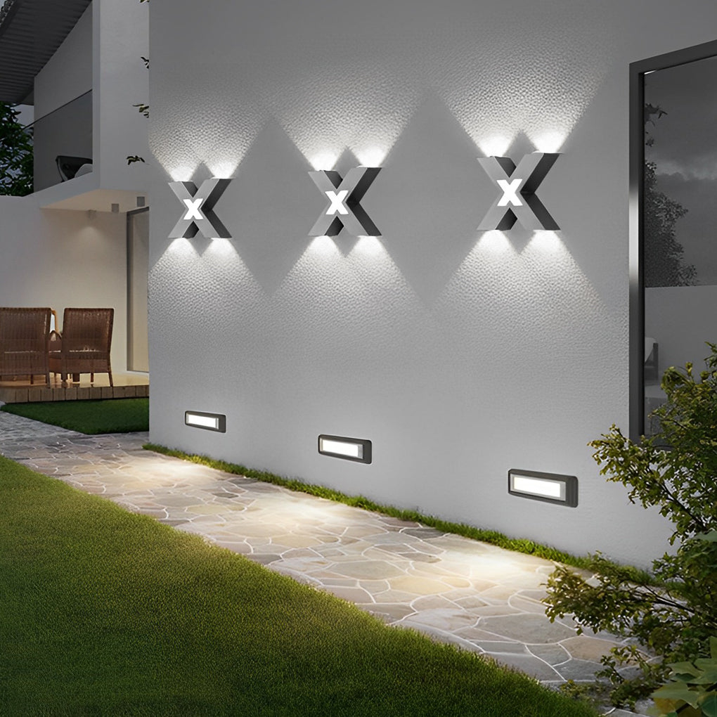 X-Shape Waterproof LED Aluminum Outdoor Wall Light - Modern Black