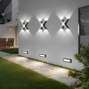 X-Shape Waterproof LED Aluminum Outdoor Wall Light - Modern Black