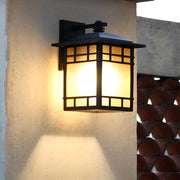 Retro Waterproof Outdoor Wall Light with Yellow Glass Shade