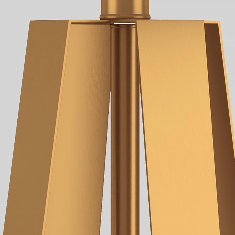 22" Geometric Table Lamp with Brass Frame and Golden Drum Shade