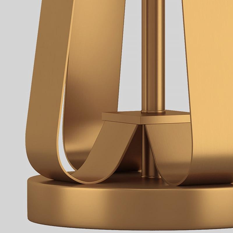 22" Geometric Table Lamp with Brass Frame and Golden Drum Shade