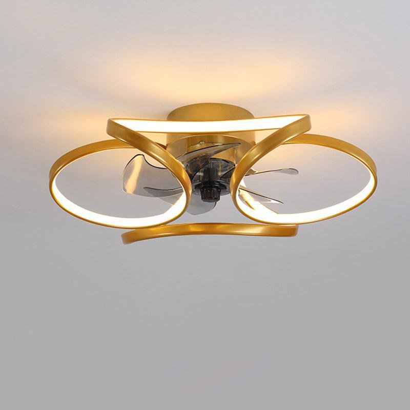 Modern Flush Mount Ceiling Fan with LED Light & Remote Control