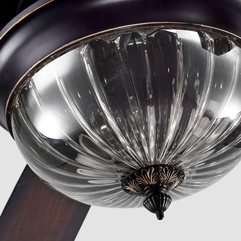 42-Inch Wooden Ceiling Fan with Glass Shade Light and Remote Control