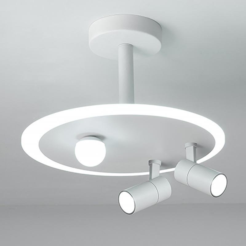 Modern Round Flush Mount Ceiling Light with Adjustable Spotlights