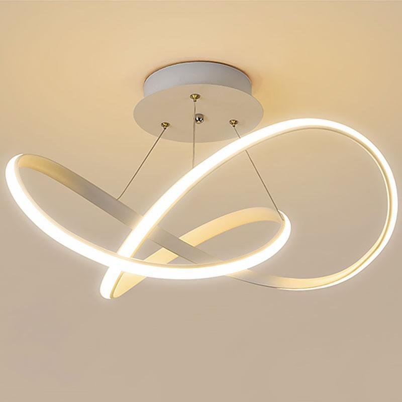 White Dimmable LED Flush Mount Ceiling Light with Geometric Design