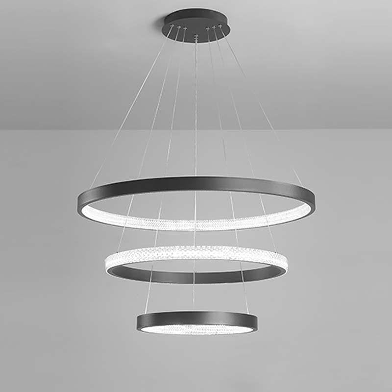 Modern 3-Ring LED Chandelier - Acrylic & Aluminum Ceiling Light
