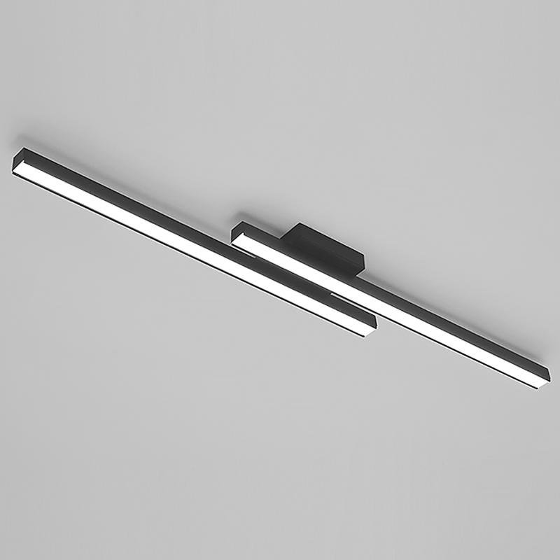 35" Modern LED Rectangular Flush Mount Ceiling Light - Black