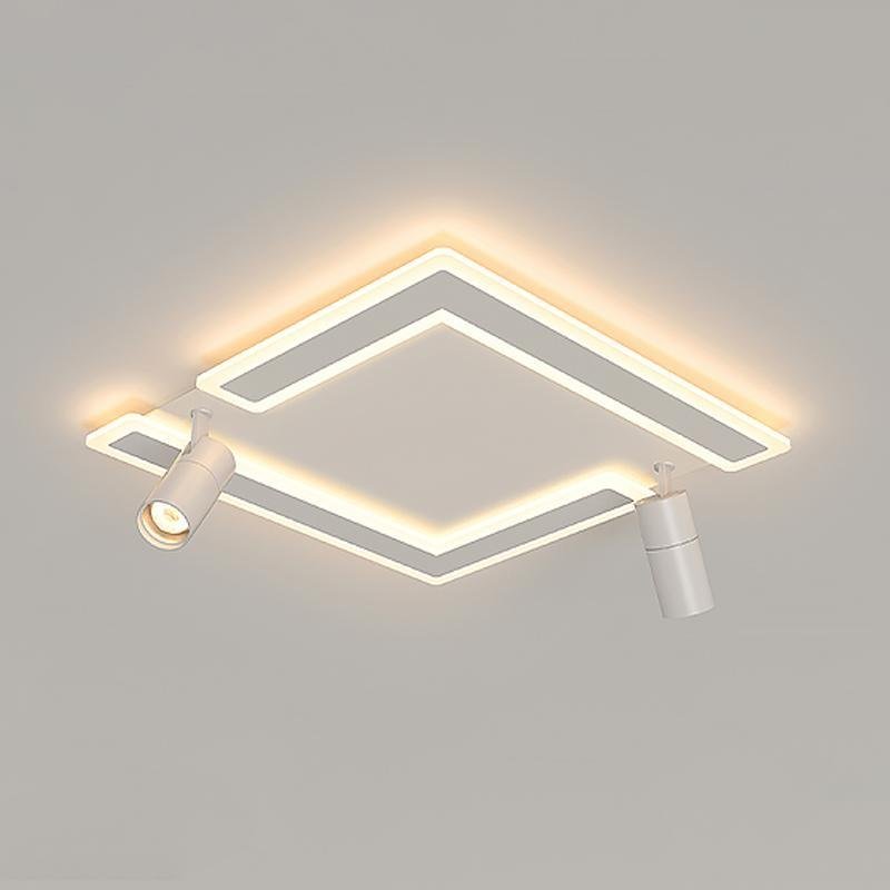 Square Dimmable Flush Mount with Adjustable Spotlights White
