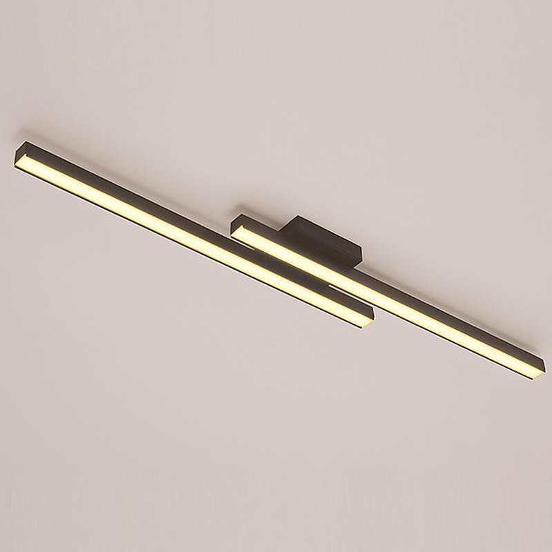 35" Modern LED Rectangular Flush Mount Ceiling Light - Black